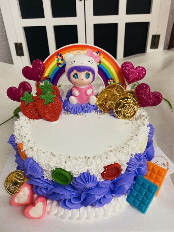BBG05 – Bánh kem sinh nhật bé gái tone màu tím